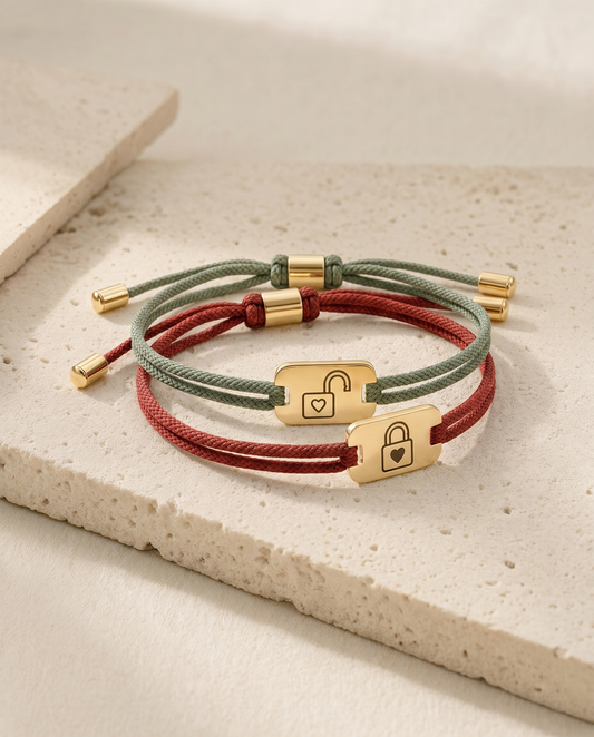 The Couples Pack - two status bracelets, sage green and red